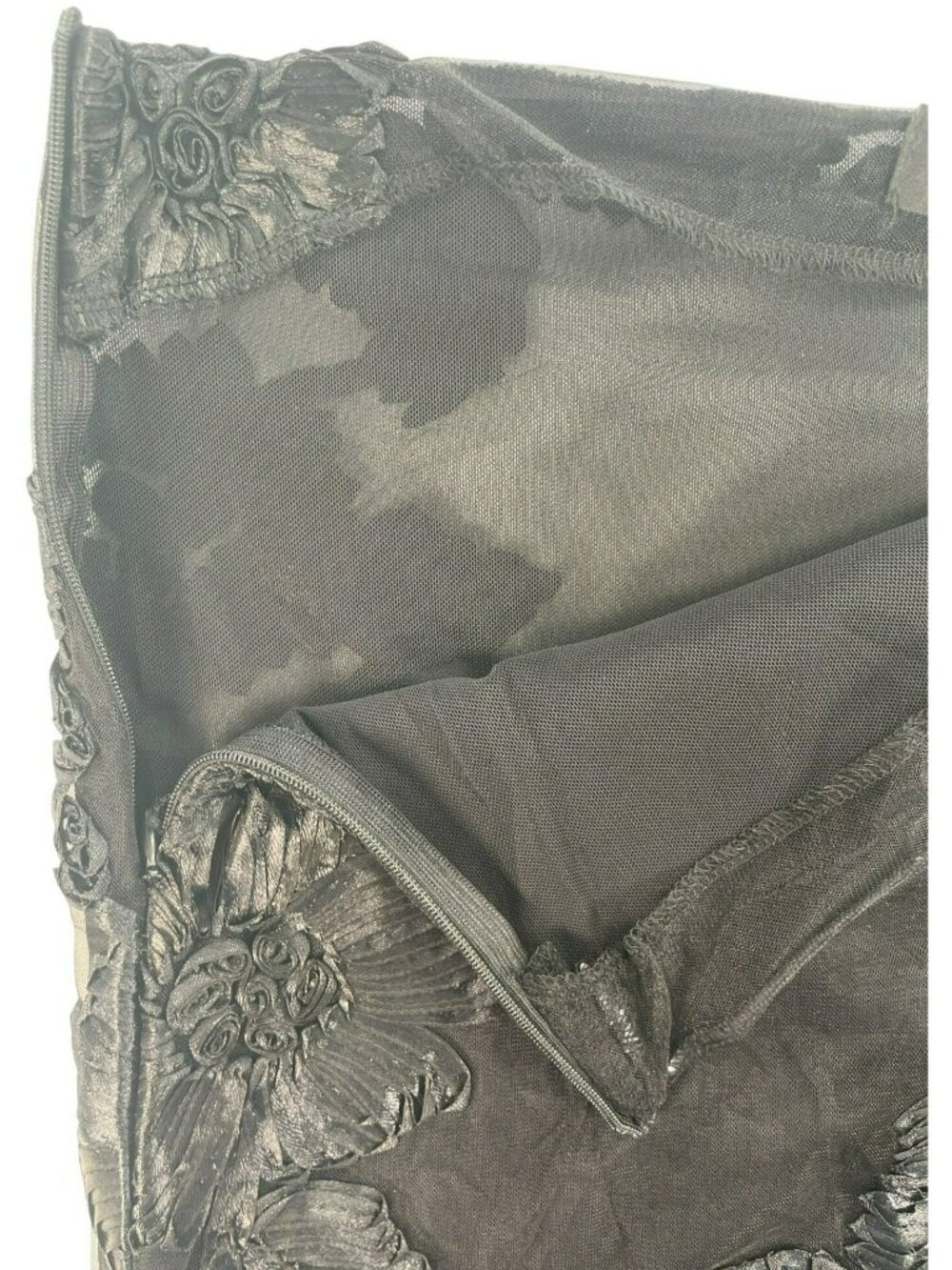 Murci Exclusive Mesh Floral Embroidered Column Maxi Skirt Black Sz UK12 US8 NEW - Picture 5 of 11